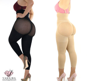 Capri Happy Butt No.7 - Double Layer Waistband Body Shaper Black - YAHAIRA