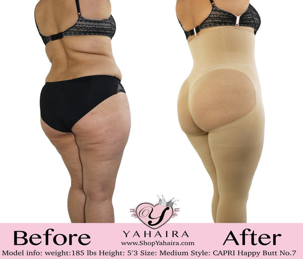 Capri Happy Butt No.7 - Double Layer Waistband Body Shaper Black - YAHAIRA
