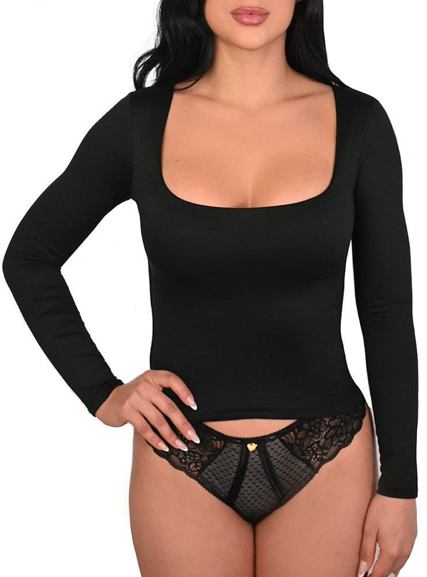 ESSENTIAL TOP LONG SLEEVE SCOOP NECK - YAHAIRA
