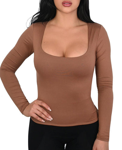 ESSENTIAL TOP  LONG SLEEVE SCOOP NECK
