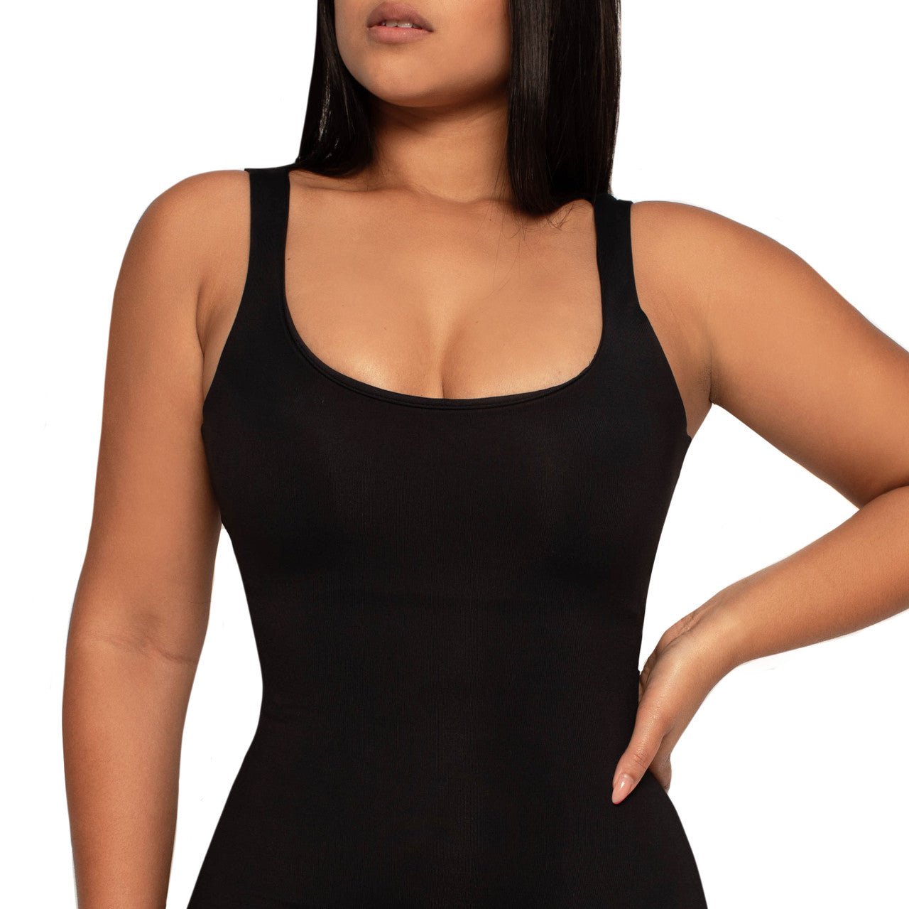 best shapewear dress black TA3 Notchy Long Sleeve Midi Dress - Black - XXS